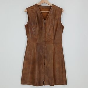 Vintage Leather Zip Front Dress